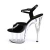 Pleaser - ADORE709 KnöchelriemenSandale, Poledance Schuhe - Pole dance schuhe - Schwarz/Transparent Product image
